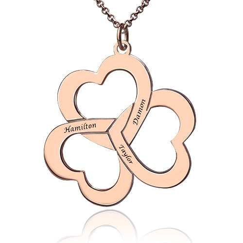 Personalized Triple Hearts Necklace - Glamour
