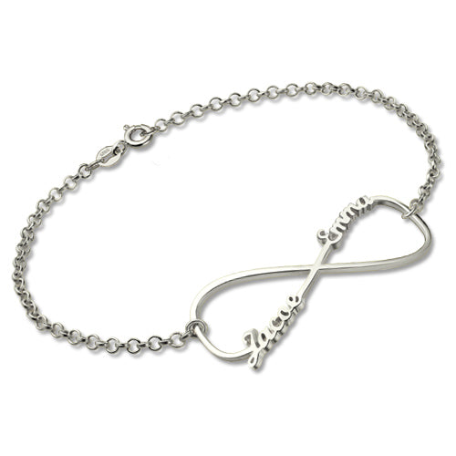 Infinity Double Names Bracelet In Sterling Silver - Glamour