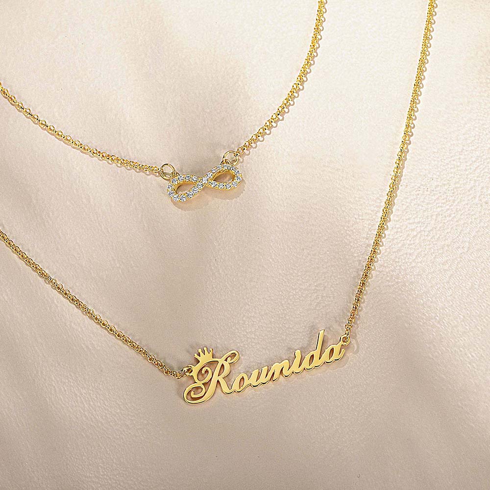 Custom Name Infinity Double-Layered Necklace - Glamour