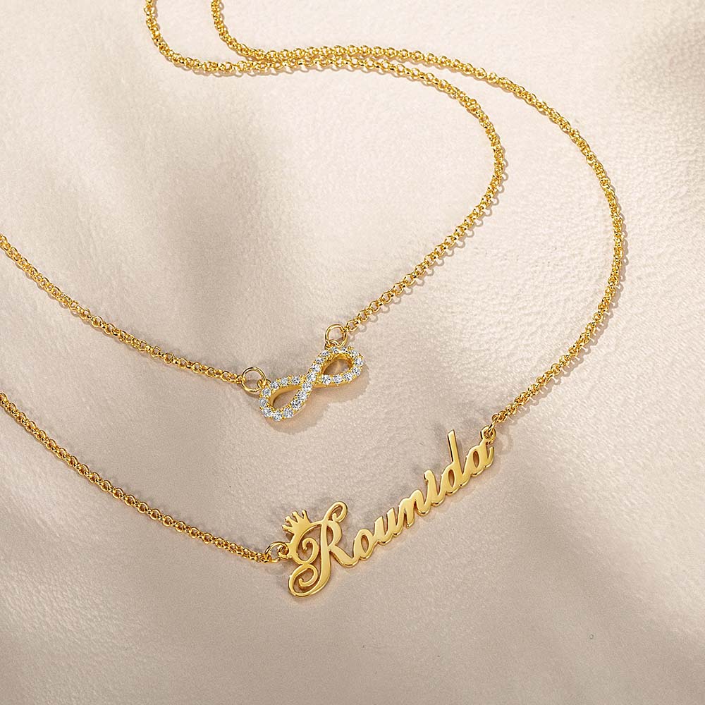 Custom Name Infinity Double-Layered Necklace - Glamour