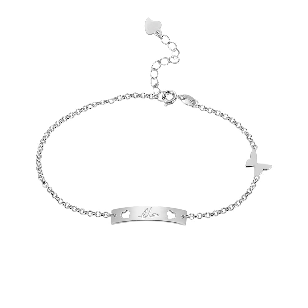 Personalized Name Bar Bracelet with Butterfly - Glamour