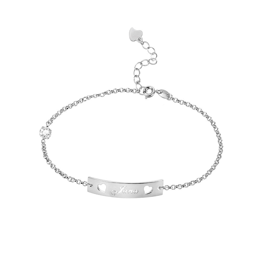 Personalized Name Bar Bracelet with Birthstone - Glamour
