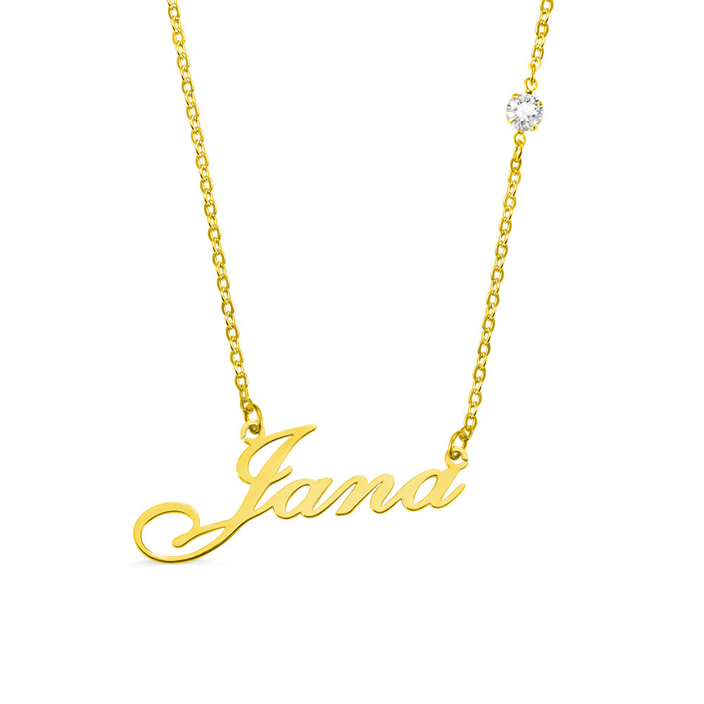 Personalized Name Necklace with Birthstone In Sterling Silver - Glamour