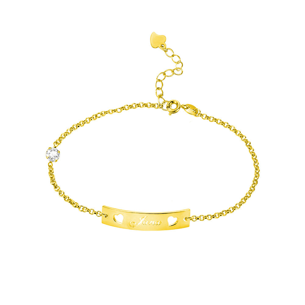 Personalized Name Bar Bracelet with Birthstone - Glamour
