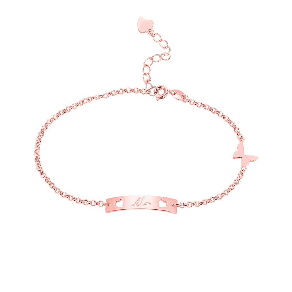 Personalized Name Bar Bracelet with Butterfly - Glamour
