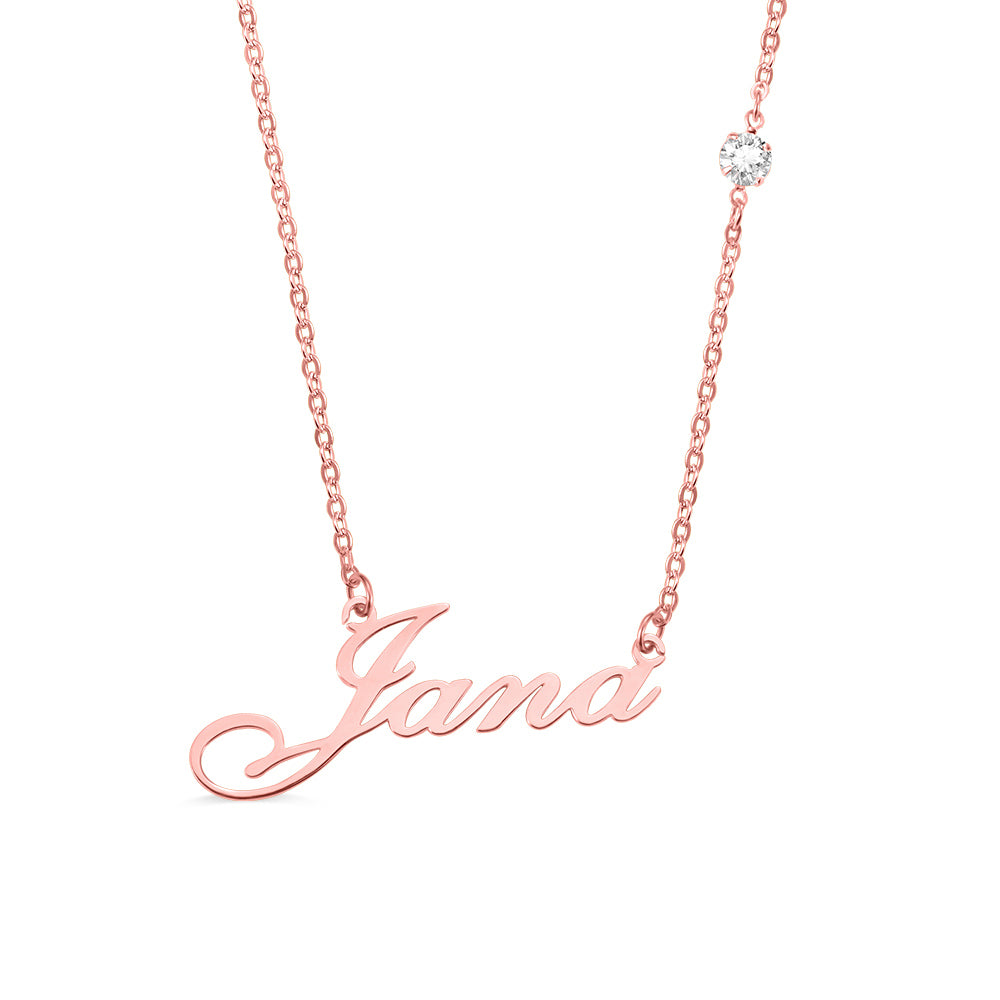 Personalized Name Necklace with Birthstone In Sterling Silver - Glamour