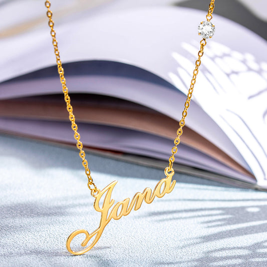 Personalized Name Necklace with Birthstone In Sterling Silver - Glamour