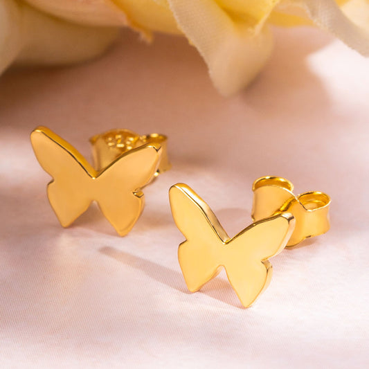 Personalized Butterfly Stud Earrings in Silver - Glamour