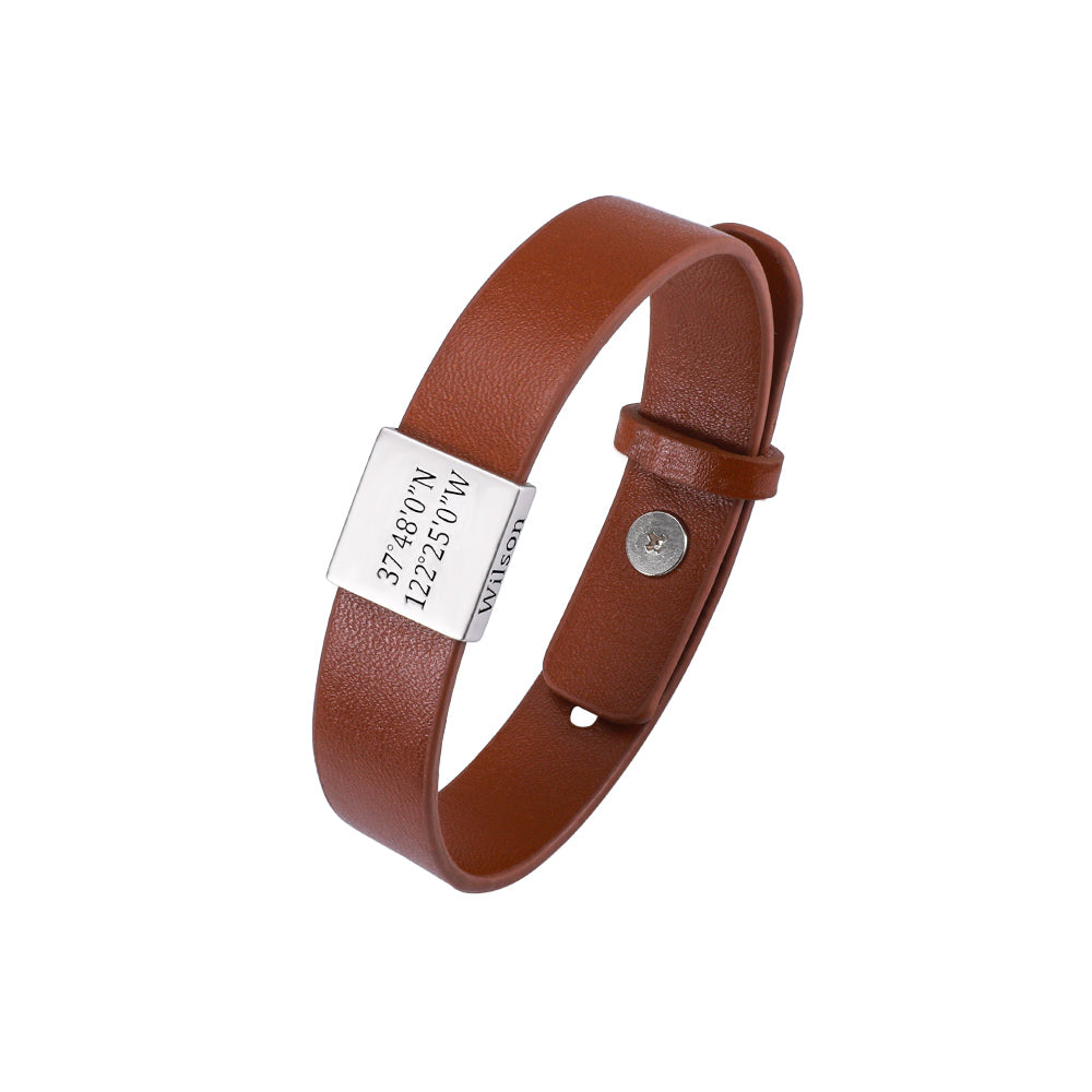 Personalized Engraved Leather Bracelet For Men - Glamour