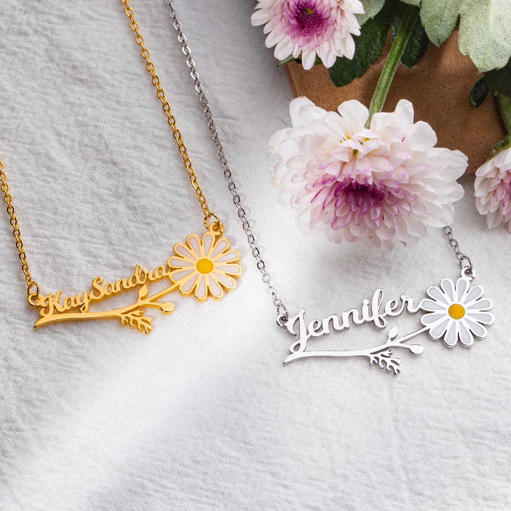 Personalized Daisy Name Necklace - Glamour