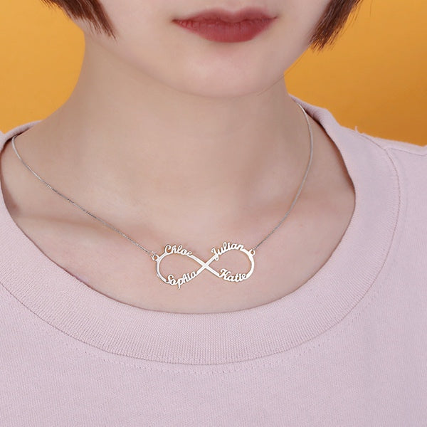 Infinity Necklace With 4 Names - Glamour