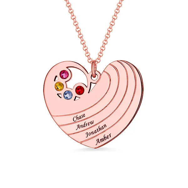 Heart Necklace with Birthstone &Name - Glamour