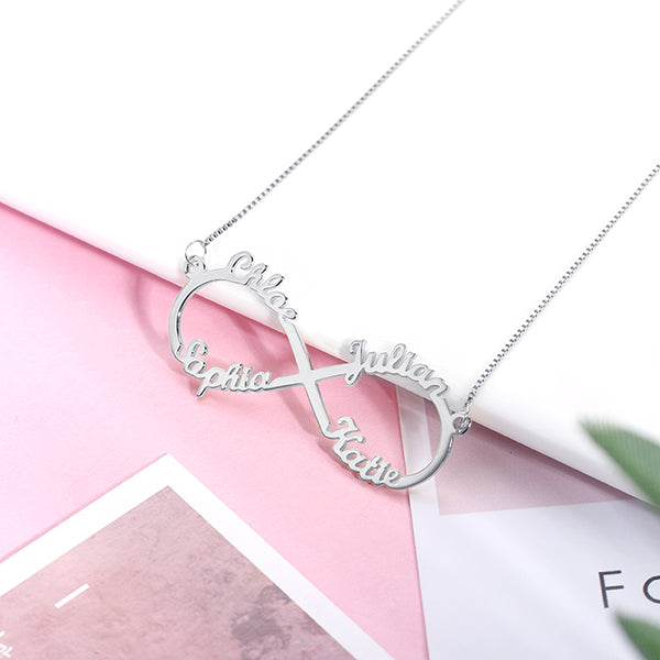 Infinity Necklace With 4 Names - Glamour