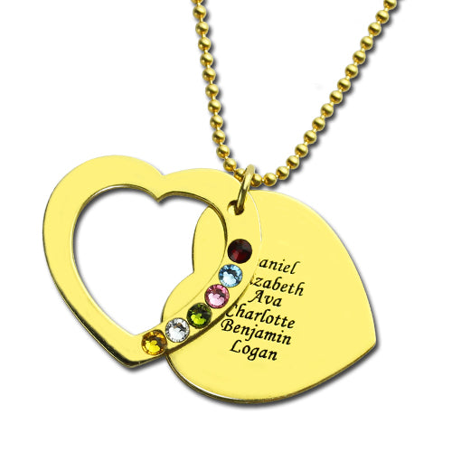 Heart Birthstones Family Necklace - Glamour