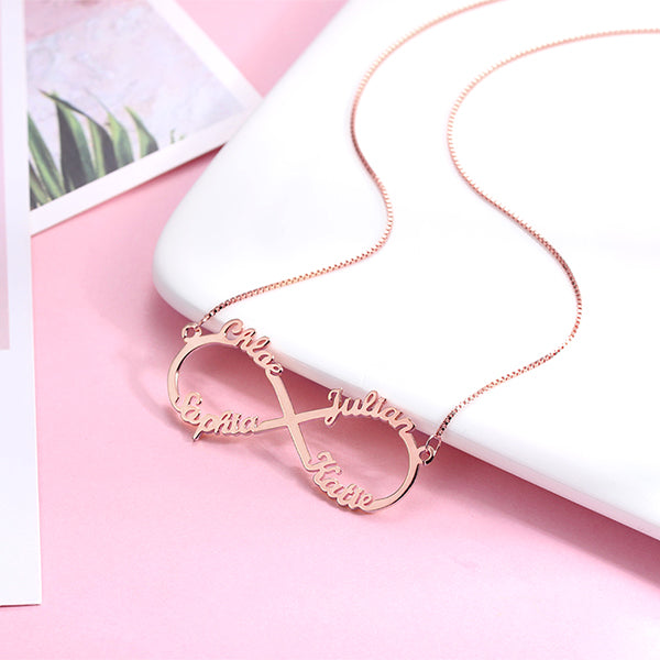 Infinity Necklace With 4 Names - Glamour