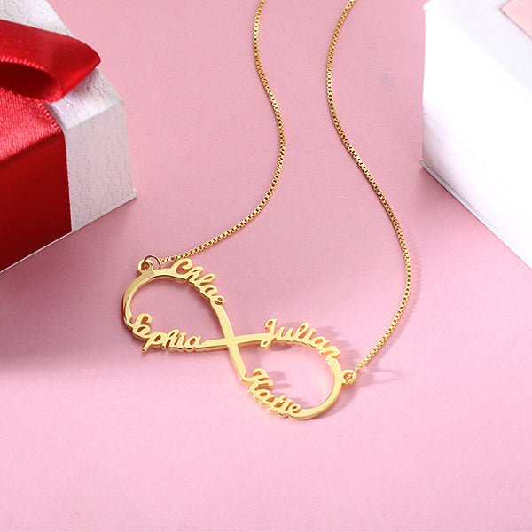 Infinity Necklace With 4 Names - Glamour