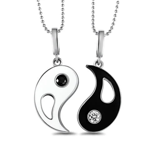 Custom Yin Yang Necklace with 2 Pendants & Birthstones - Glamour