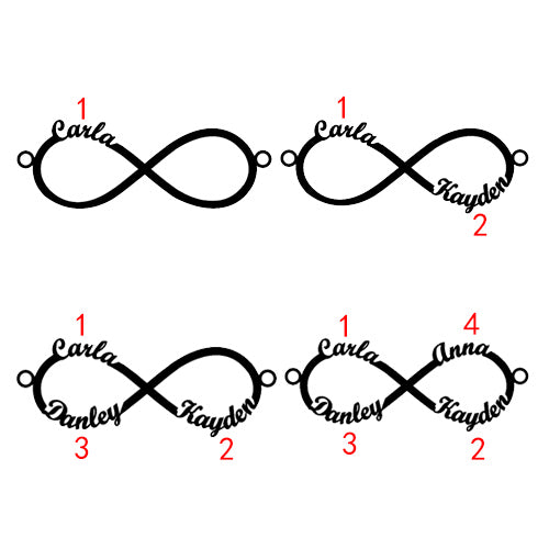 Infinity Necklace With 4 Names - Glamour