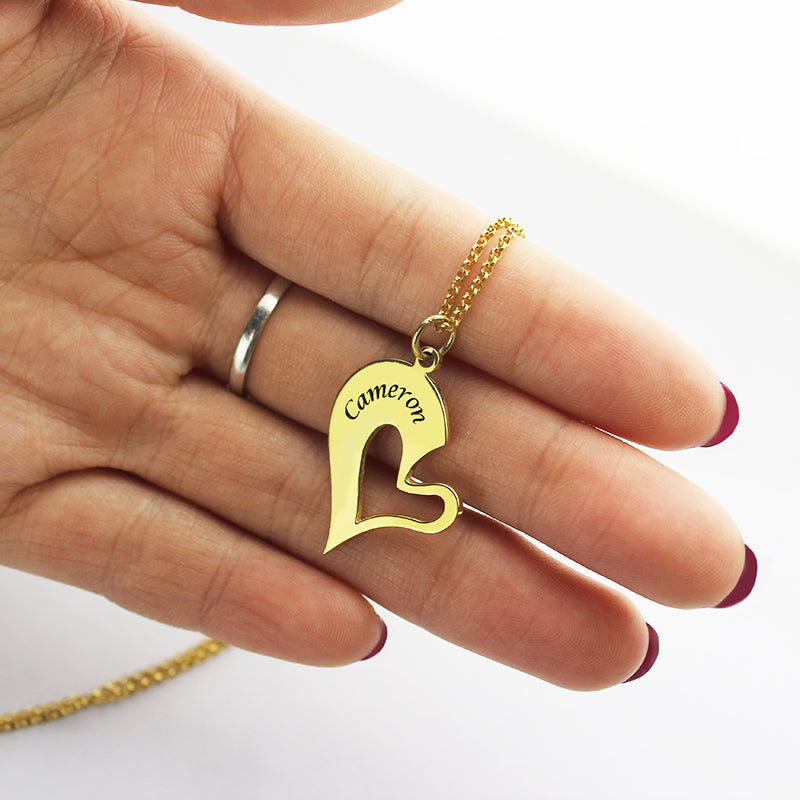Personalized Breakable Heart Name Necklace for Couples - Glamour
