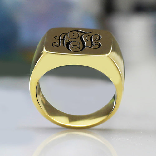 Personalized Signet Ring with Monogram - Glamour