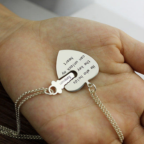 Key and Heart Necklaces Set For Couple - Glamour