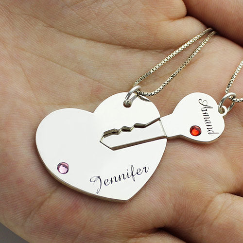 Key to My Heart Name Pendant Set For Couple - Glamour