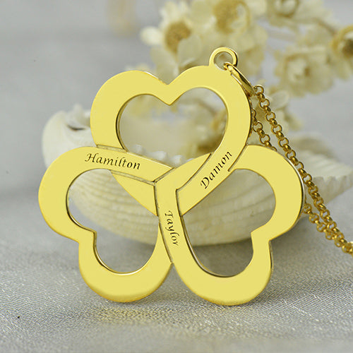 Personalized Triple Hearts Necklace - Glamour