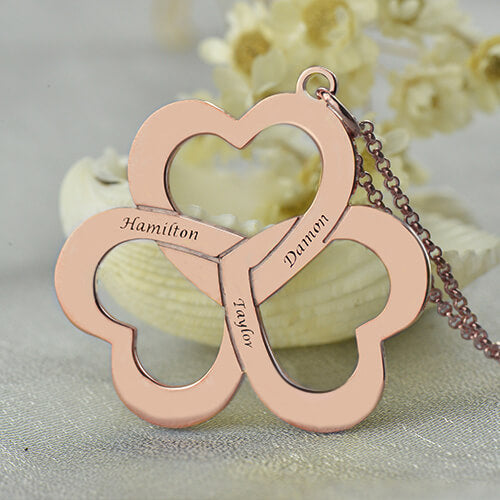 Personalized Triple Hearts Necklace - Glamour