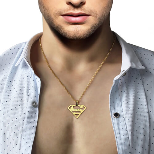 Personalized Men Superman Logo Necklace - Glamour