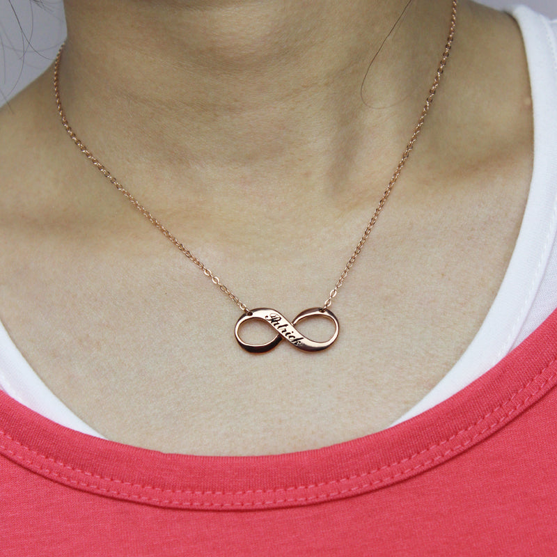 Rose Gold Engraved Infinity Necklace - Glamour