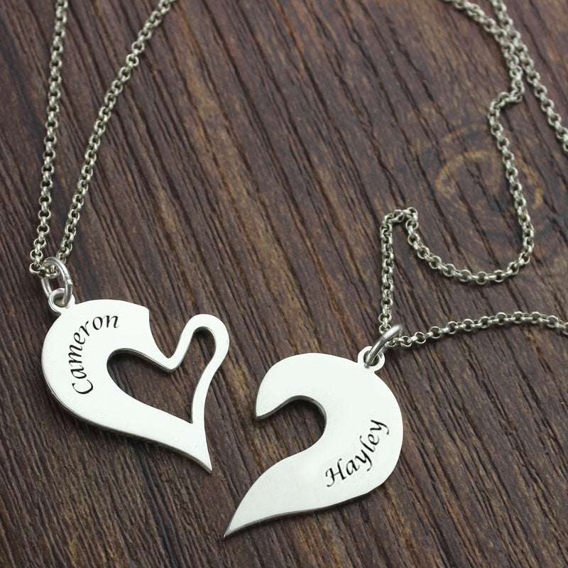 Personalized Breakable Heart Name Necklace for Couples - Glamour