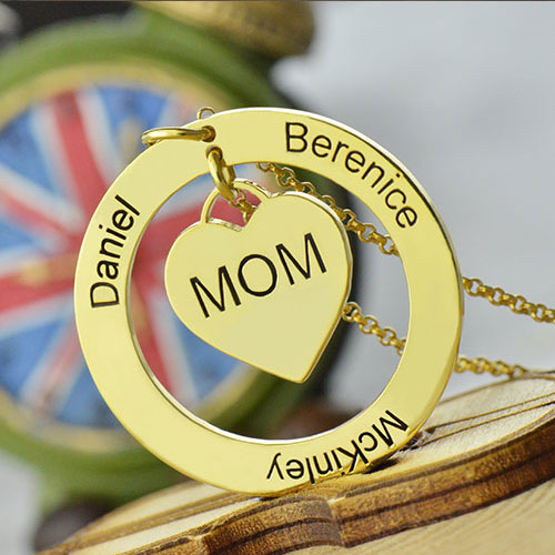 Family Names Necklace For Mom Gold Plating - Glamour