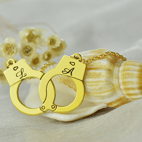 Initial Handcuff Necklace For Couple - Glamour