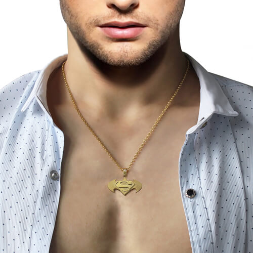 Personalized Dad Gifts - Batman vs Superman Logo Necklace - Glamour