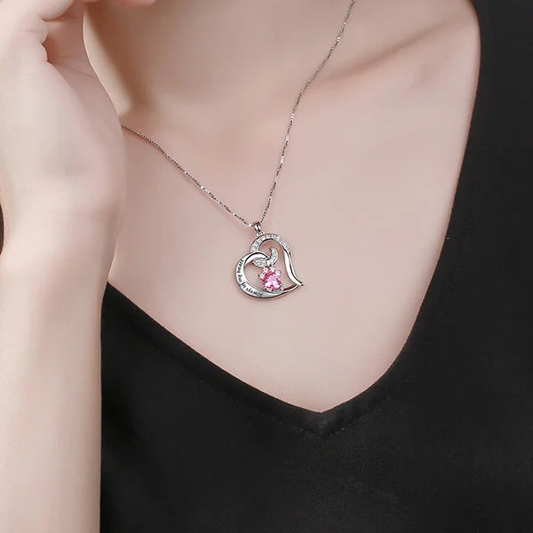 "Always in My Heart" Paw Print Birthstone Memorial Necklace - Glamour