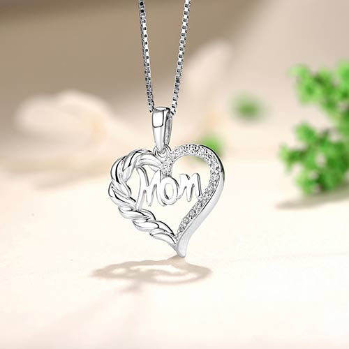 Personalized Heart Necklace For Mom Sterling Silver - Glamour