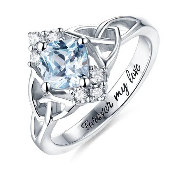 Engraved Celtic Band Birthstone Ring - Glamour