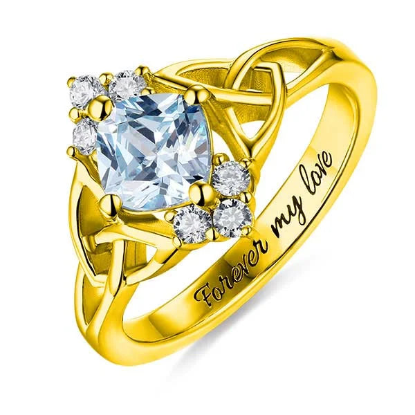 Engraved Celtic Band Birthstone Ring - Glamour