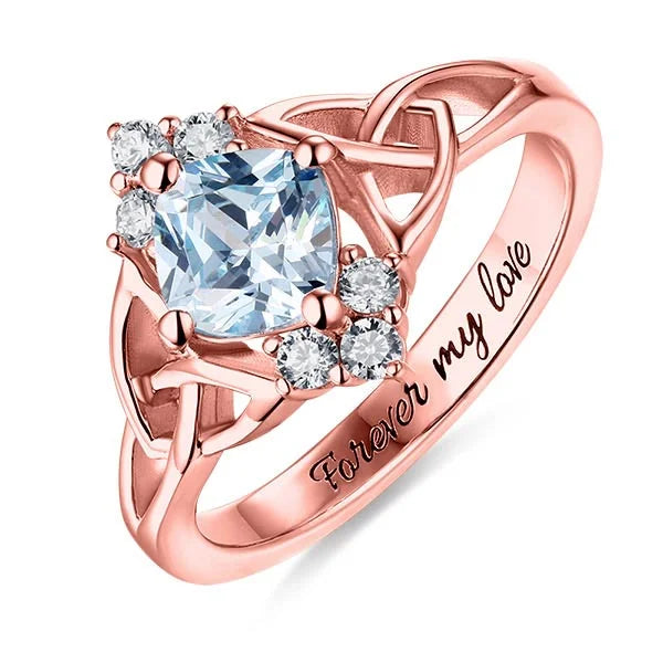 Engraved Celtic Band Birthstone Ring - Glamour
