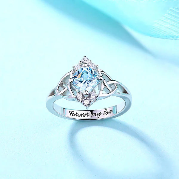 Engraved Celtic Band Birthstone Ring - Glamour