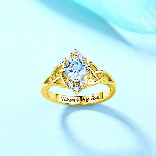 Engraved Celtic Band Birthstone Ring - Glamour