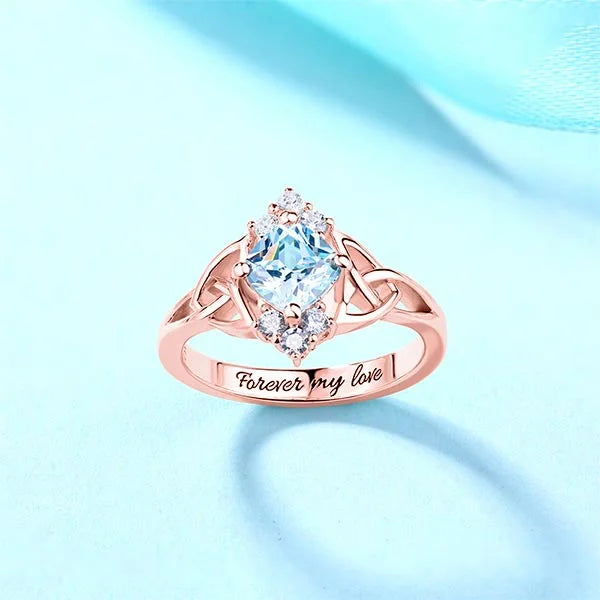 Engraved Celtic Band Birthstone Ring - Glamour