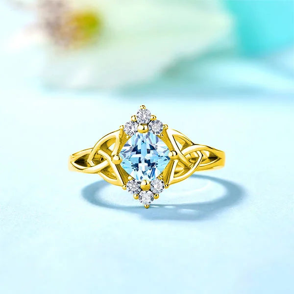 Engraved Celtic Band Birthstone Ring - Glamour