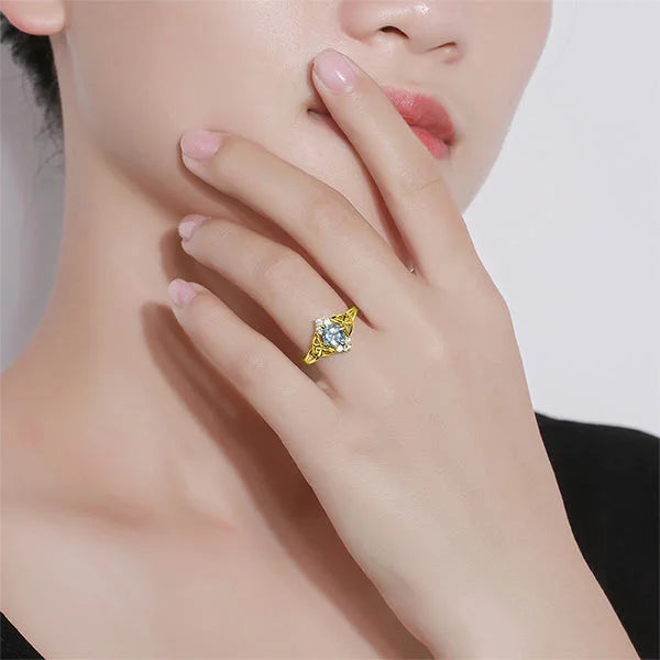 Engraved Celtic Band Birthstone Ring - Glamour