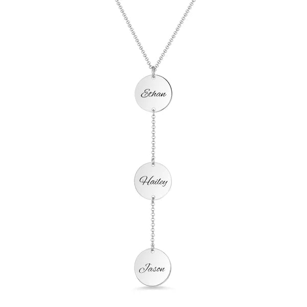Personalized Name Disc Necklace In Silver - Glamour