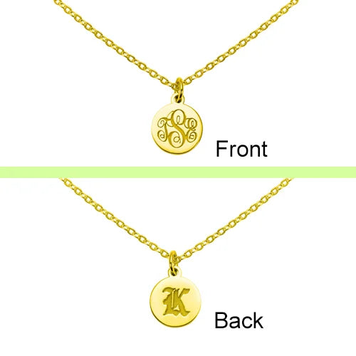 Personalized Gothic Letters Engraved Disc Choker Necklace in Gold - Glamour