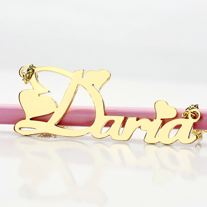 Personalized Fiolex Girls Fonts Heart Name Necklace - Glamour