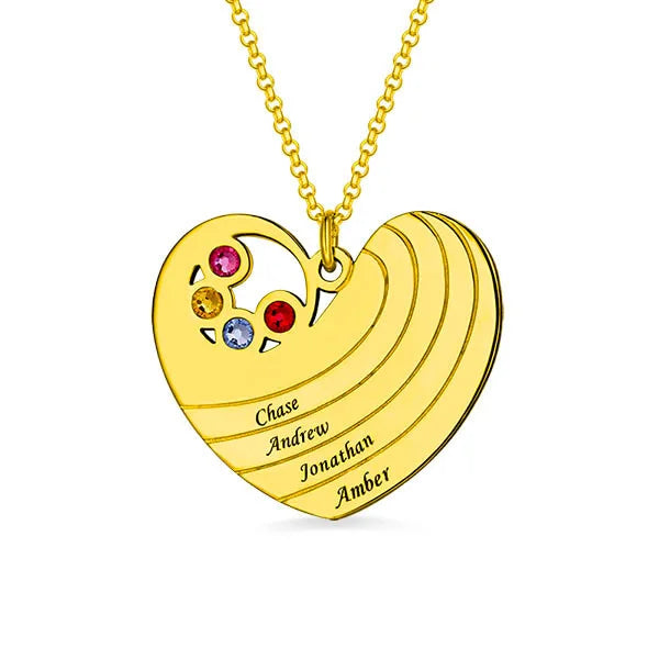 Heart Necklace with Birthstone &Name - Glamour