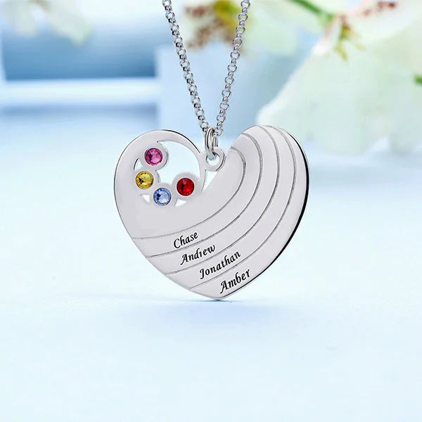 Heart Necklace with Birthstone &Name - Glamour