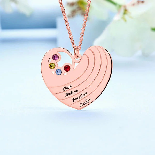 Heart Necklace with Birthstone &Name - Glamour